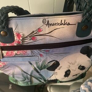 ANUSCHKA Panda Purse/Organizer with Matching Vintage Wristlet.